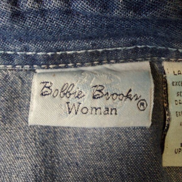 Bobbie Brooks blouse 14w Vintage Embroidered Flowers Garden Button Shirt Retro c - Picture 9 of 15